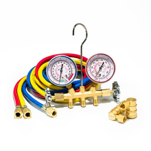 6715 R-134a Brass Manifold with 72 Hoses Quick Couplers