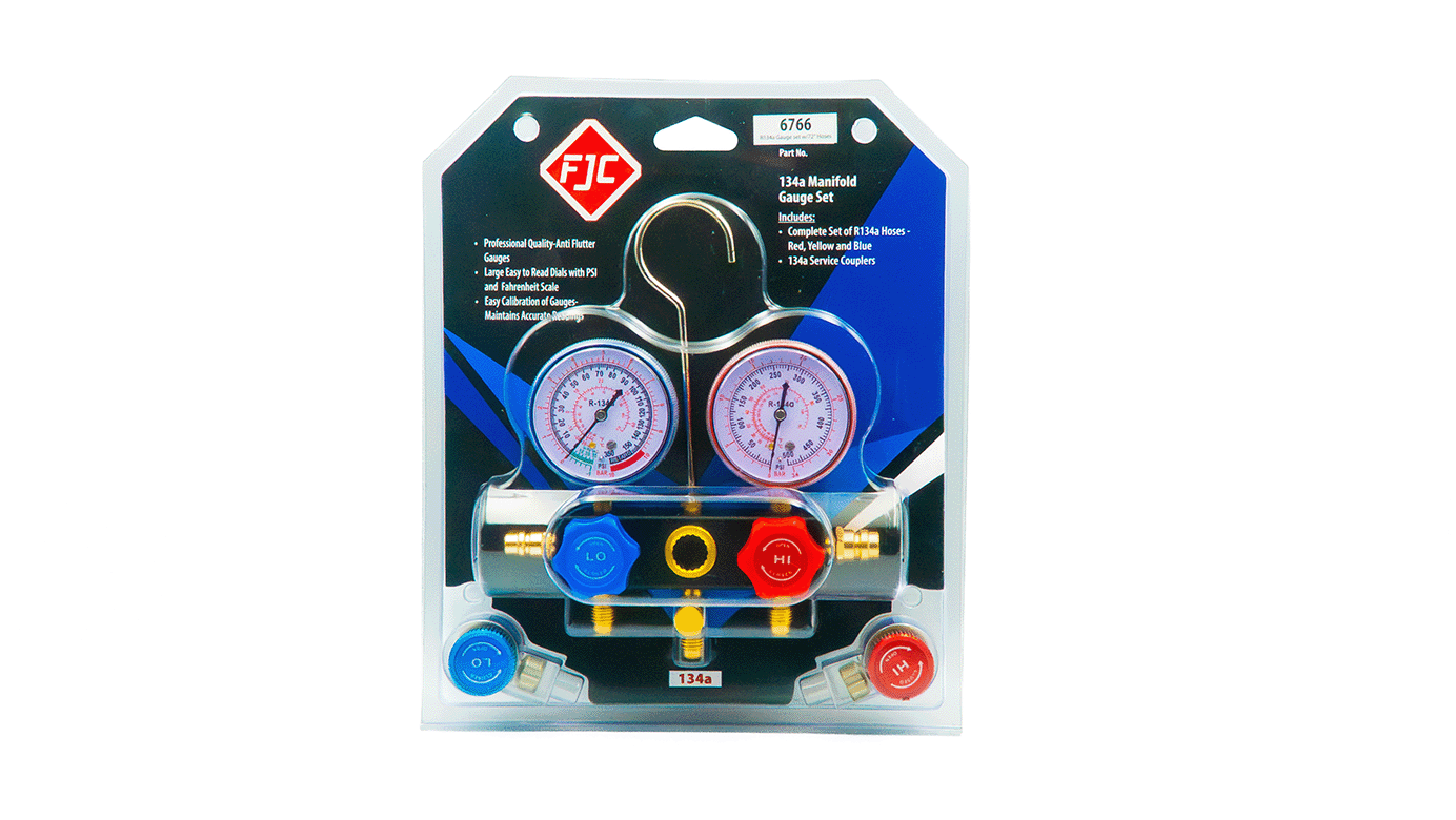 6766 R-134a Aluminum Manifold with 72" Hoses and Manual Couplers - Image 3