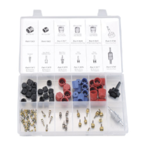 2663 R-12 & R-134a Cap and Valve Core Assortment with Tools