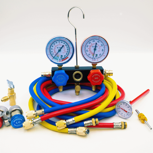 6785 R-134a Aluminum Manifold Gauge Set and Tool Assortment