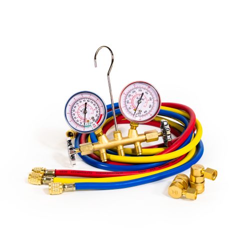 6715B R-134a Brass Manifold with 72 Hoses Quick Couplers White Box