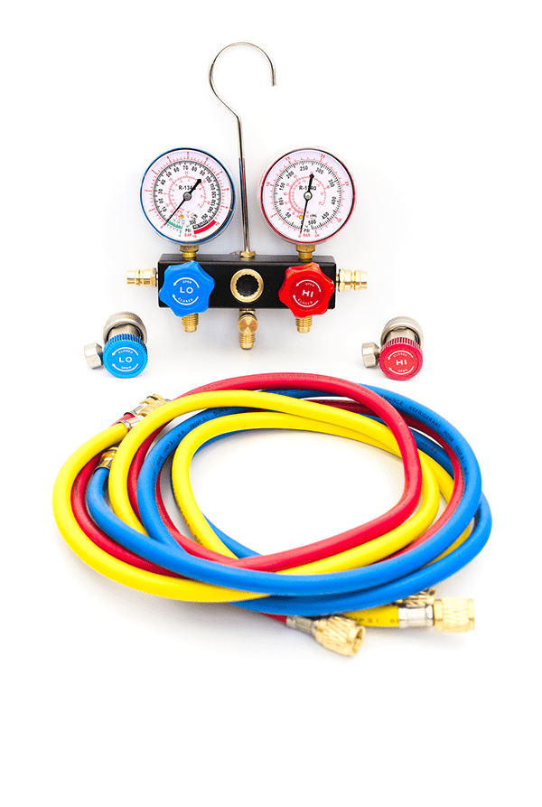 6766P R-134a Aluminum Manifold with 72" Hoses and Manual Couplers Plastic Case - Image 2